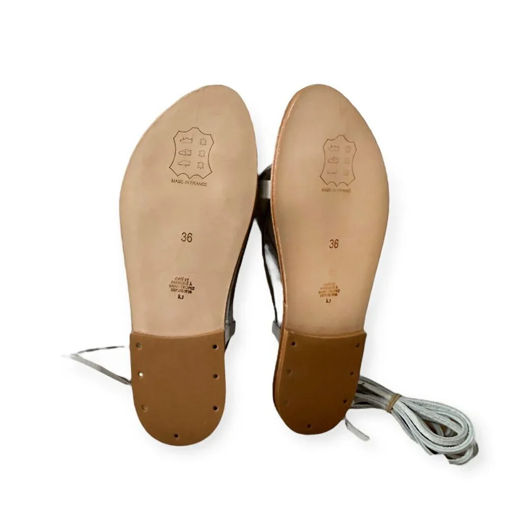 K JACQUES St Tropez‎ Venise Flip-Flops in Gold Leather, Size 36 EU